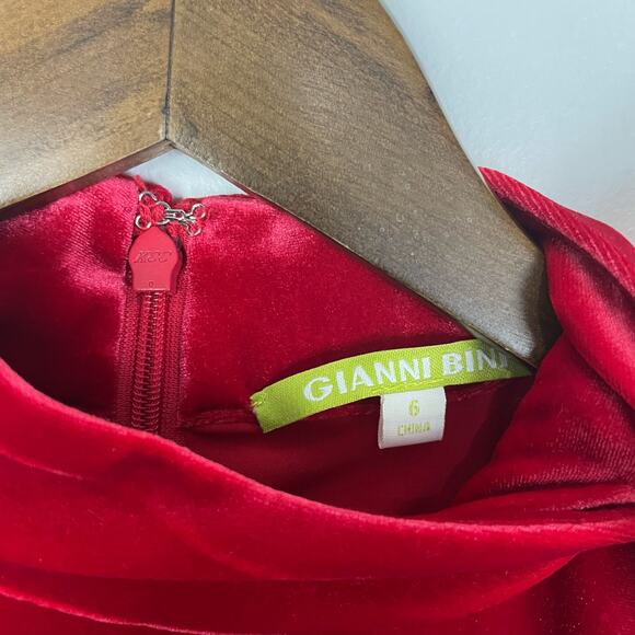 Gianni Bini NWT Paul Bright Red Velour Mock Neck Long Sleeve Short Dress - Picture 9 of 11